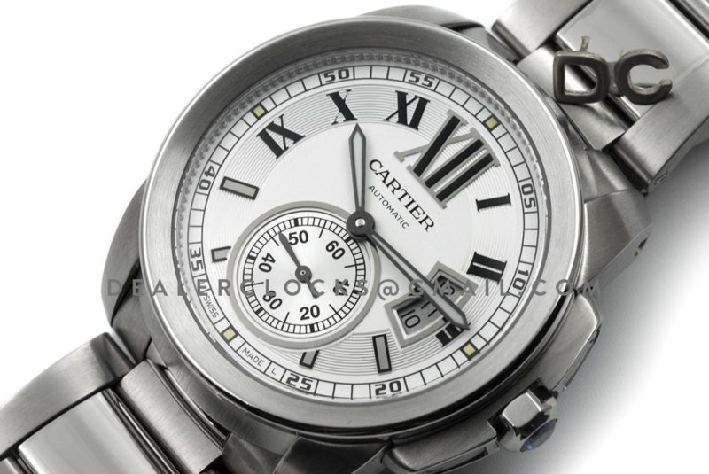 Calibre de Cartier White Dial on Steel Bracelet