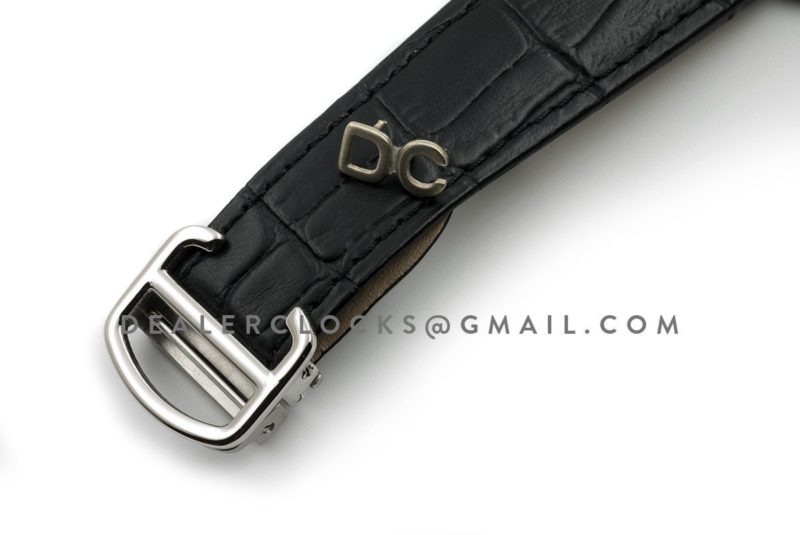 Calibre de Cartier White Dial on Black Leather Strap