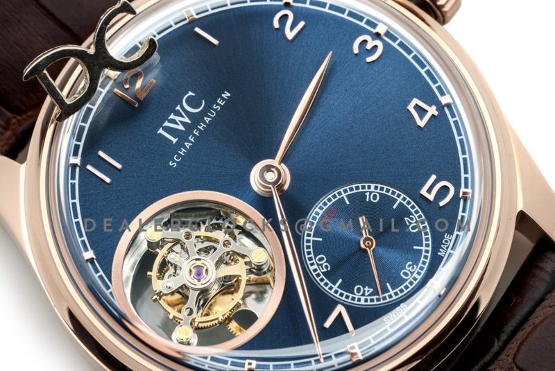 Portuguese Tourbillon Hand Wound IW5463 Blue Dial in Rose Gold