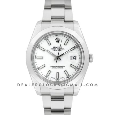 Datejust II 116300 White Dial Stick Markers