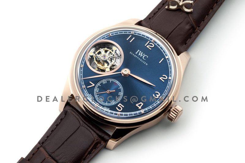 Portuguese Tourbillon Hand Wound IW5463 Blue Dial in Rose Gold