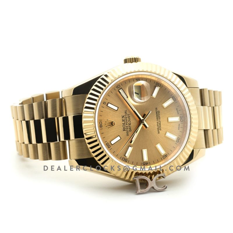 Datejust 41 126333 Champagne Dial Stick Markers