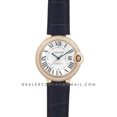 Ballon Bleu de Cartier 36mm White Dial in Rose Gold with Diamonds