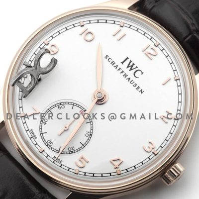 Portuguese Hand Wound Eight Days IW545409 White Dial in Rose Gold