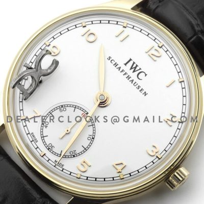 Portuguese Hand Wound Eight Days IW545409 White Dial in Gold