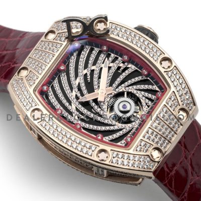 RM 051-02 Tourbillon Diamond Twister in Rose Gold on Red Strap