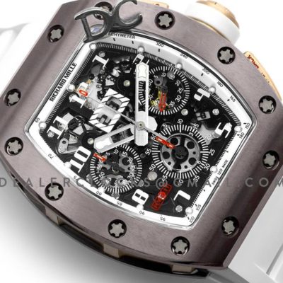 RM 011 Automatic Flyback Chronograph TZP-Z Brown Ceramic Asia Boutique Limited Edition on White Rubber Strap