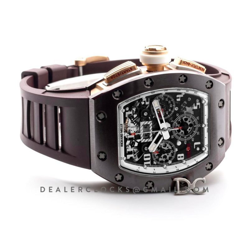 RM 011 Automatic Flyback Chronograph TZP-Z Brown Ceramic Asia Boutique Limited Edition on Brown Rubber Strap