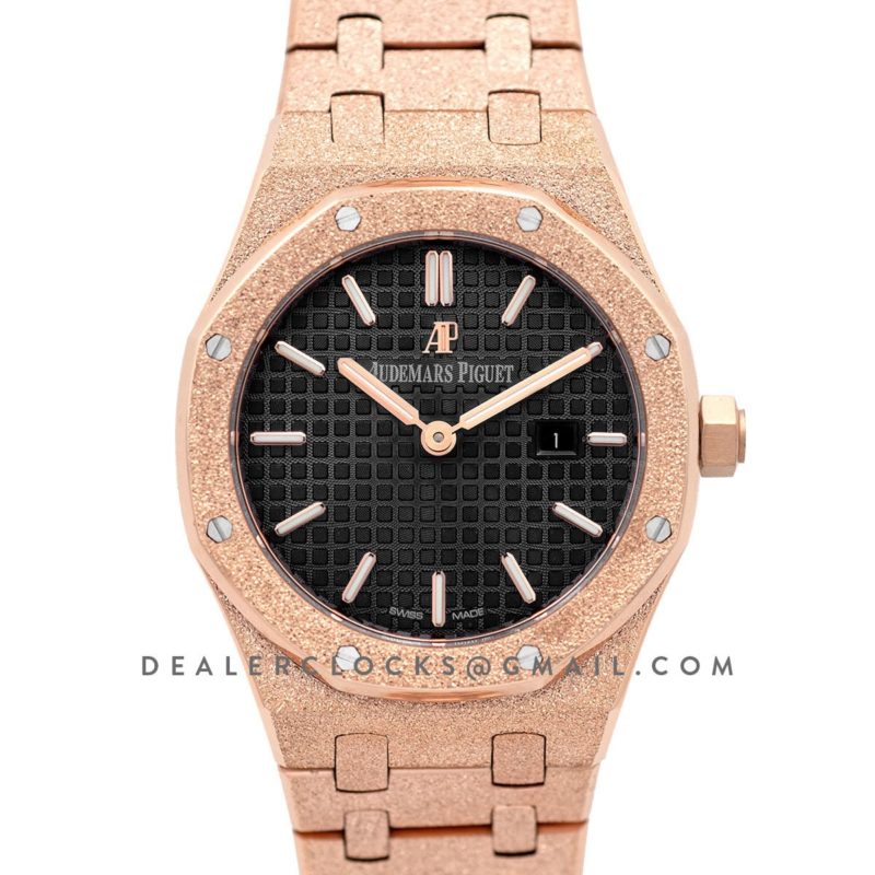 Lady Royal Oak 67650OR Black Dial in Frosted Rose Gold