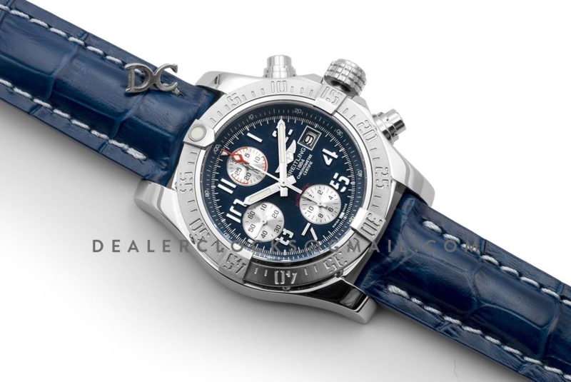 Colt Chronograph 44mm Blue Dial in Steel on Leather Strap