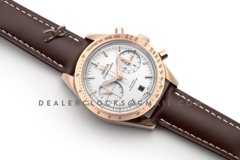 Speedmaster '57 Co-Axial White Dial in Rose Gold on Brown Leather Strap