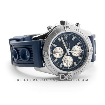 Colt Chronograph 44mm Blue Dial in Steel on Blue Rubber Strap