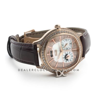 Black Tie Emperador Cushion White Dial in Rose Gold with Diamond Bezel and Dial