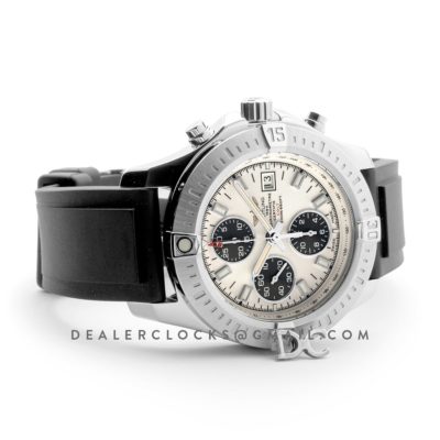 Colt Chronograph 44mm White Dial in Steel on Black Rubber Strap