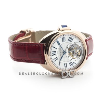 Cle de Cartier Tourbillon Rose Gold 35mm on Red Leather Strap