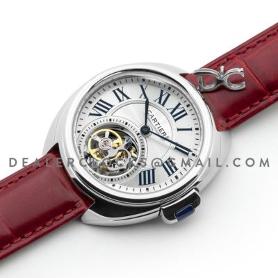 Cle de Cartier Tourbillon White Gold 35mm on Red Leather Strap