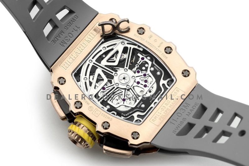 RM 011-03 Automatic Flyback Chronograph in Rose Gold / Titanium on Grey Rubber