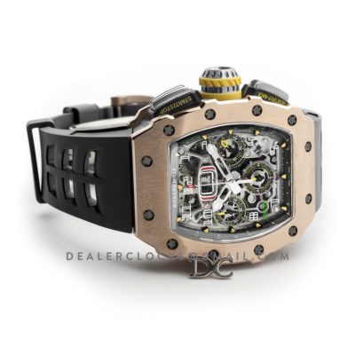 RM 011-03 Automatic Flyback Chronograph in Rose Gold / Titanium on Black Rubber