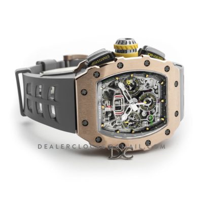 RM 011-03 Automatic Flyback Chronograph in Rose Gold / Titanium on Grey Rubber