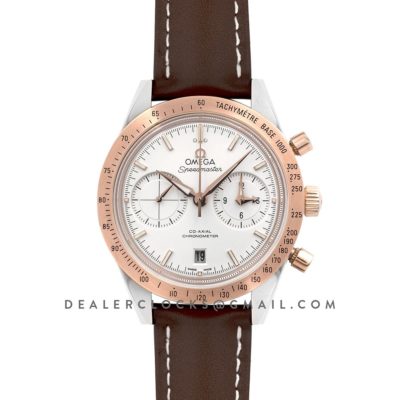 Speedmaster '57 Co-Axial White Dial in Rose Gold/Steel on Brown Leather Strap
