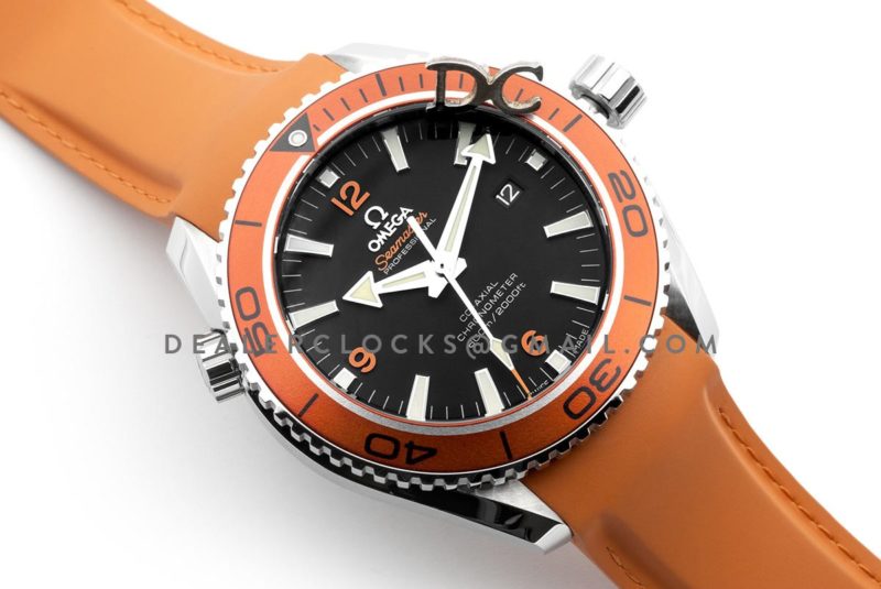 Seamaster Planet Ocean 600m Co-Axial 45.5mm Black Dial with Orange Bezel on Orange Rubber Strap