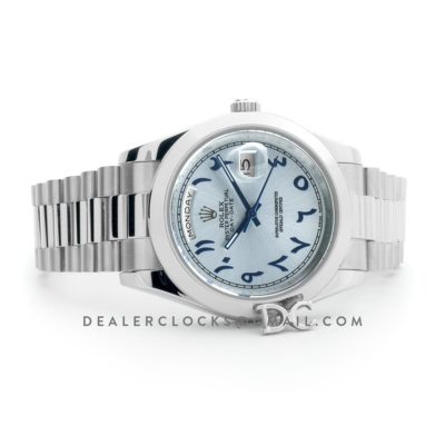 Day-Date 40 228206 Blue Dial in Steel with Arabic Markers