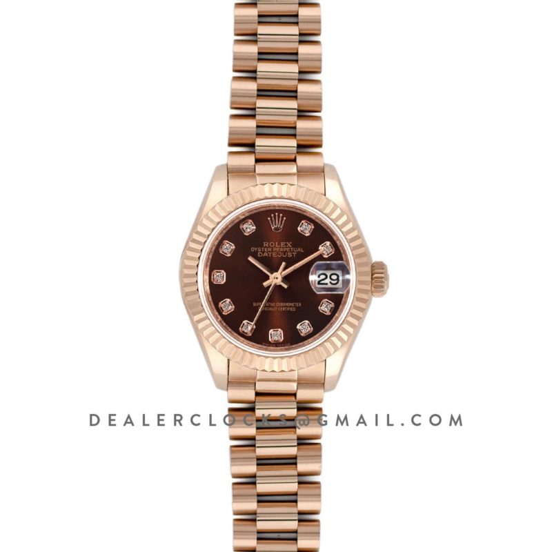 Ladies Datejust 279175 Chocolate Dial with Diamond Markers in Rose Gold
