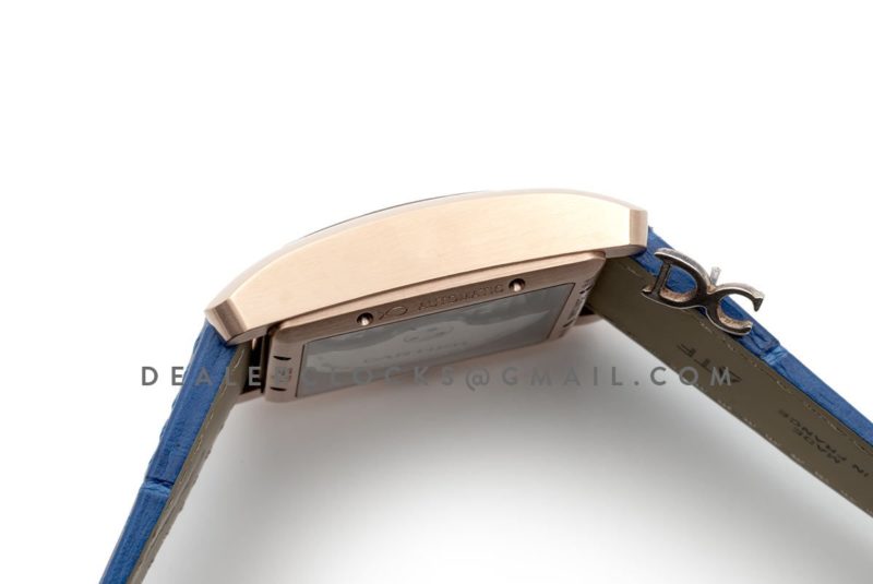 Tank MC Watch in Rose Gold on Blue Leather Strap