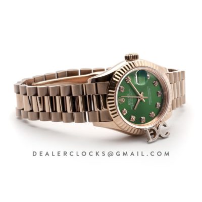 Ladies Datejust 279175 Olive Green Dial with Diamond Markers in Rose Gold