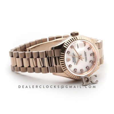 Ladies Datejust 279175 White Dial with Diamonds Markers in Rose Gold