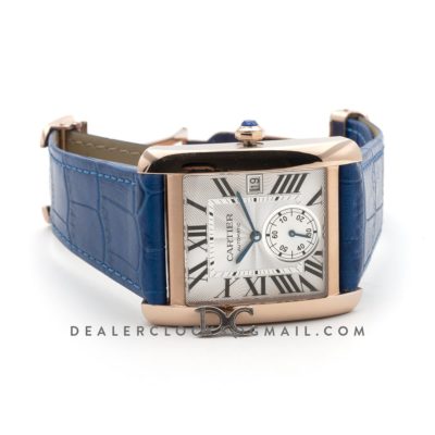 Tank MC Watch in Rose Gold on Blue Leather Strap