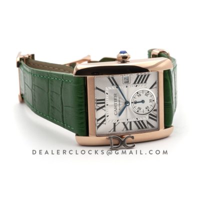 Tank MC Watch in Rose Gold on Green Leather Strap