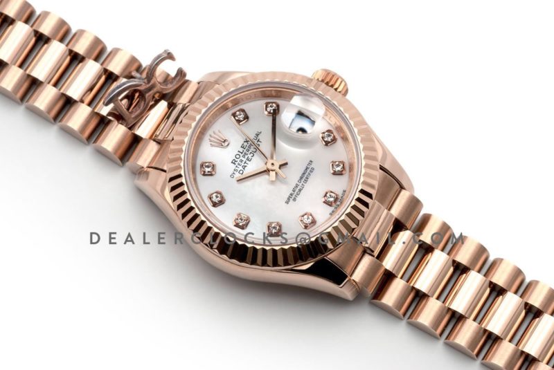 Ladies Datejust 279175 White Dial with Diamonds Markers in Rose Gold