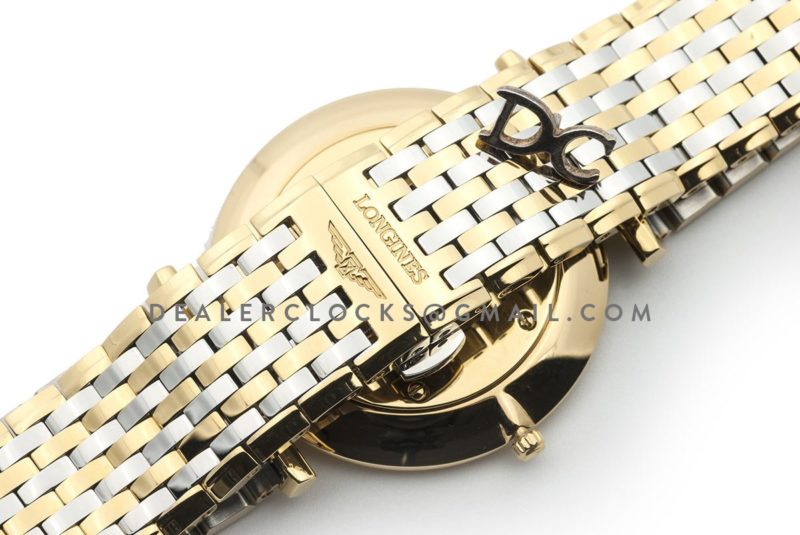 La Grande Classique De Longines 37mm White Dial in Yellow Gold on Two Toned Bracelet