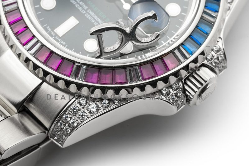 GMT Master II 116758 Pepsi Black Dial in Steel with Paved Diamond Bezel