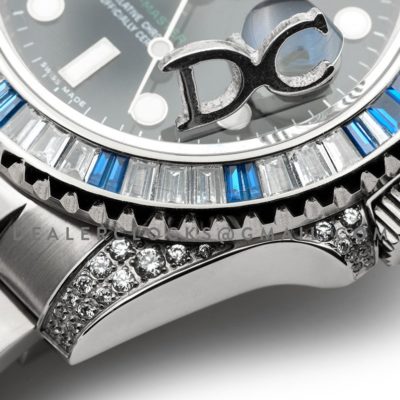 GMT Master II 116758SA Black Dial in Steel with Blue/White Paved Diamonds