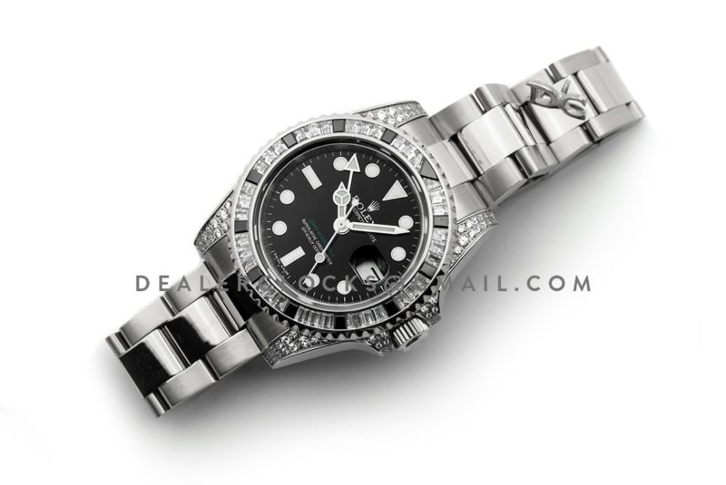 GMT Master II 116710 Black Dial in Steel with Paved Diamond Bezel