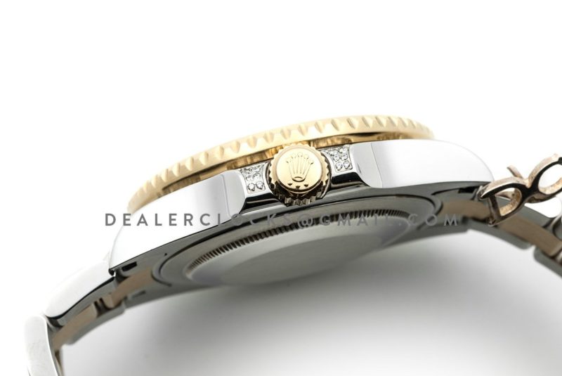 GMT Master II 116713 in Black Dial in Yellow Gold/Steel with Paved Diamond Bezel