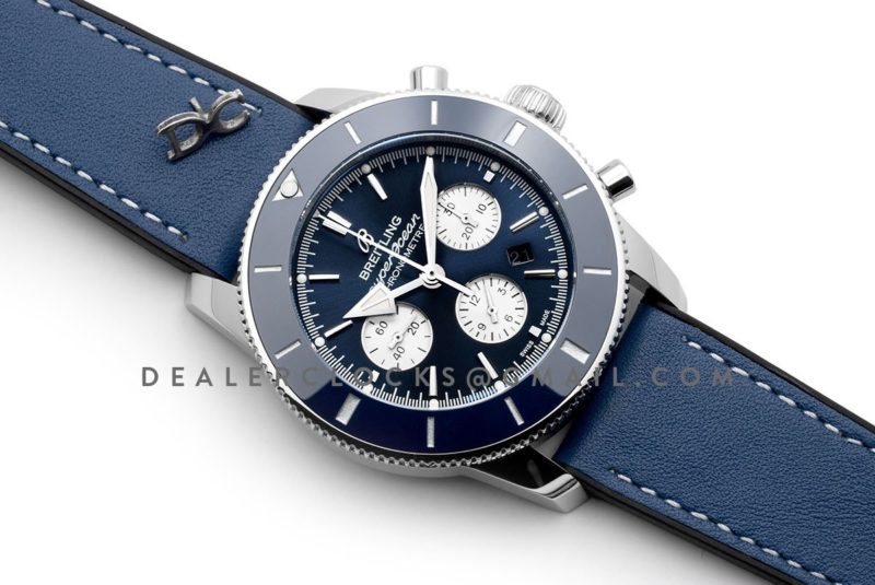 Superocean Heritage II B01 Chronograph in Blue Dial on Steel on Blue Leather Strap