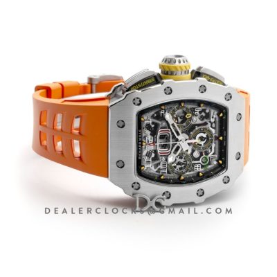 RM 011-03 Automatic Flyback Chronograph in Titanium on Orange Rubber