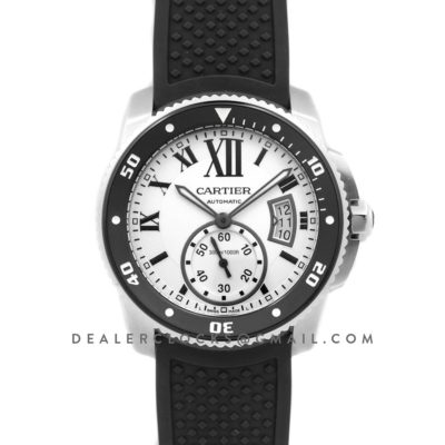 Calibre de Cartier Diver White Dial in Steel on Black Bezel