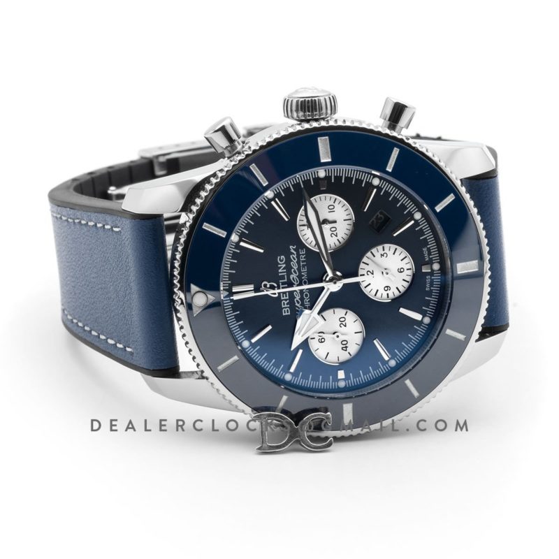 Superocean Heritage II B01 Chronograph in Blue Dial on Steel on Blue Leather Strap