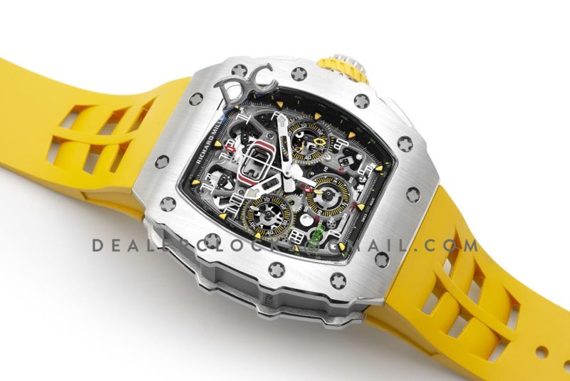 RM 011-03 Automatic Flyback Chronograph in Titanium on Yellow Rubber