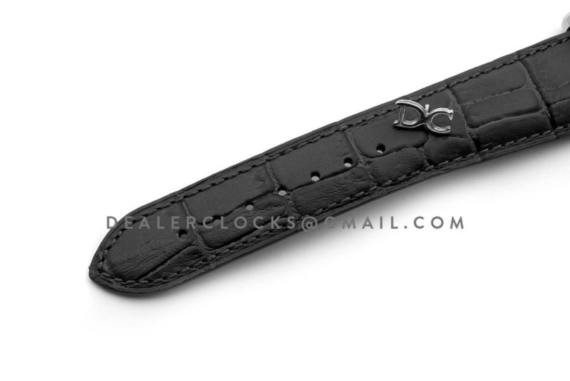 Malte Tourbillion White Dial in Steel on Black Leather Strap