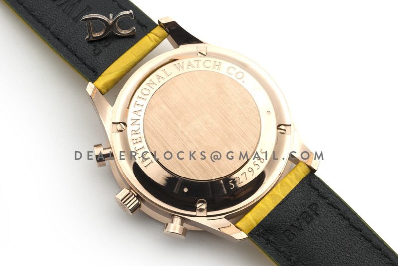 Portugieser Chronograph Automatic White Dial in Rose Gold on Yellow Leather Strap