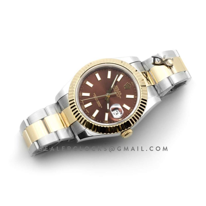Datejust II 116233 Brown Dial in Yellow Gold/Steel with Stick Markers