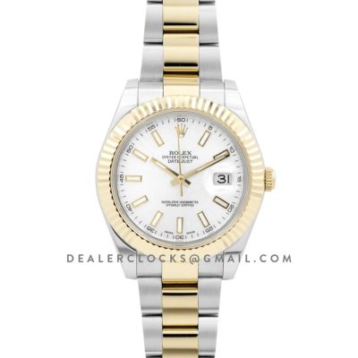 Datejust II 126303 White Dial in Yellow Gold/Steel with Sticker Markers on Oyster Bracelet