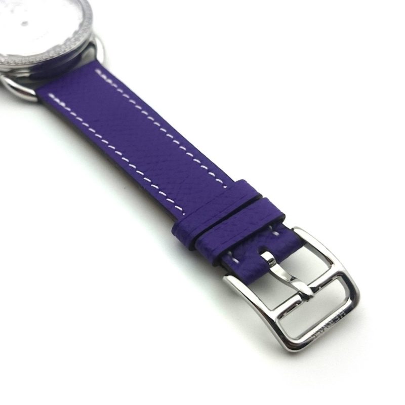 Arceau Petite Steel with Diamond Bezel on Purple Epsom Leather Strap