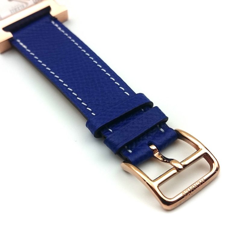 Heure H Rose Gold on Blue Epsom Leather Strap