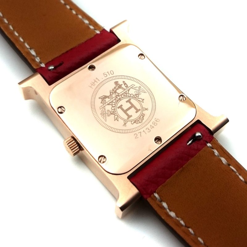 Heure H Rose Gold with Diamond Markers on Red Epsom Leather Strap
